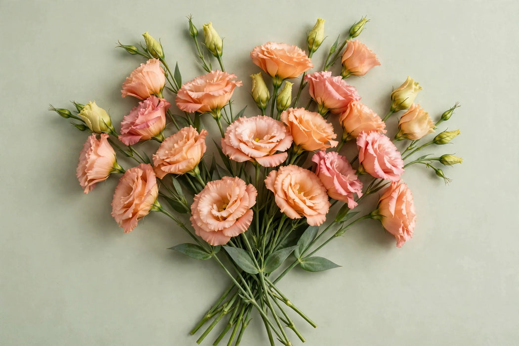 Next Day Delivery - LISIANTHUS DBL SUPERMAGIC APRICOT 70cm 4-6 BL 10st - Peach - 80 Stems [LIMITED]