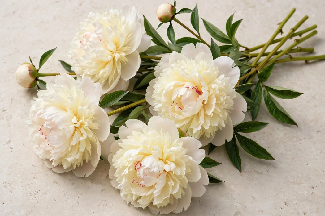 Next Day Delivery - PAEONIA BOWL OF CREAM 55cm 5st X80 - Cream - 80 Stems [LIMITED]