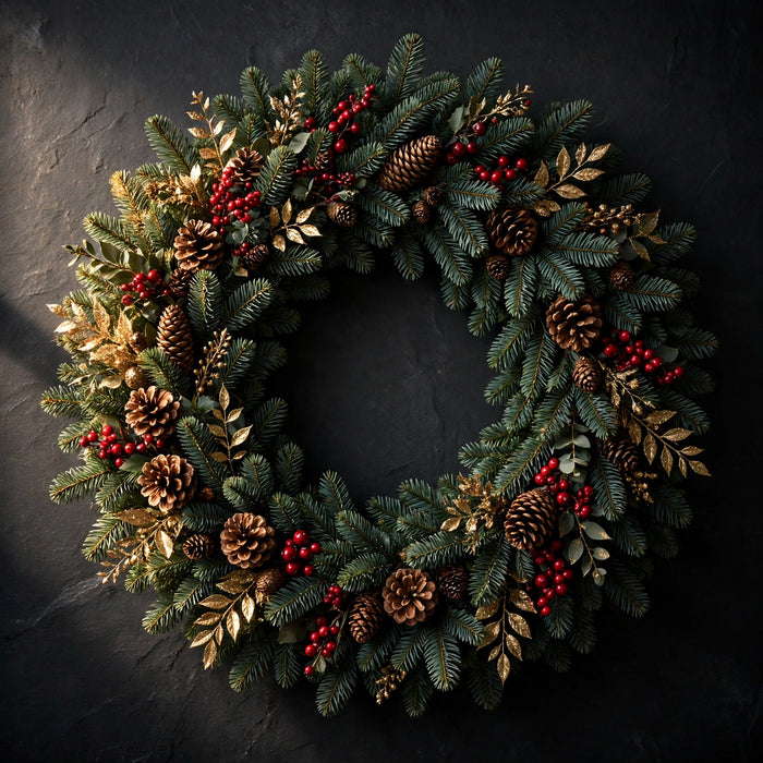 Next Day Delivery - 36 INCHES DELUXE NOBLE WREATH - Green - 4 Per Box
