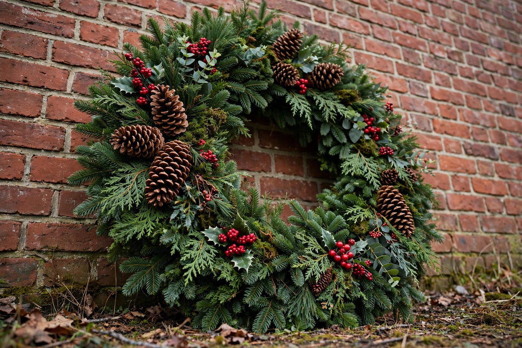 Next Day Delivery - 40 INCHES DELUXE NOBLE WREATH - Green - 2 Per Box