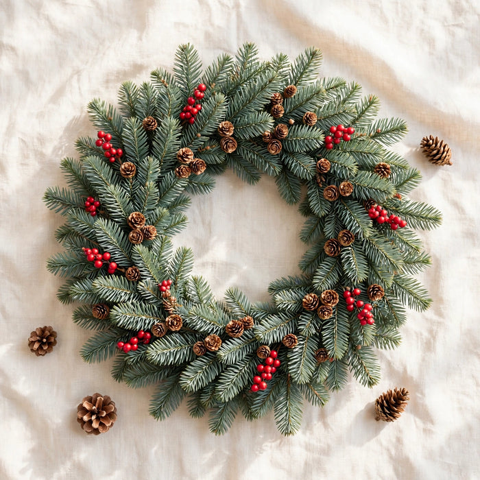 Next Day Delivery - 16 INCHES DELUXE NOBLE WREATH - Green - 6 Per Box