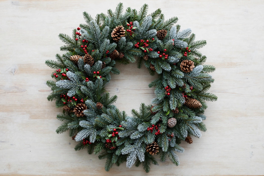 Next Day Delivery - 20 INCHES DELUXE NOBLE WREATH - Green - 6 Per Box