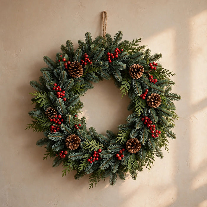 Next Day Delivery - 24 INCHES DELUXE NOBLE WREATH - Green - 6 Per Box