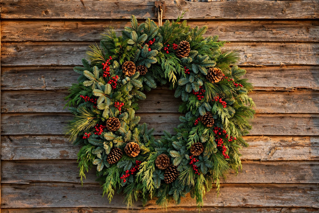 Next Day Delivery - 48 INCHES DELUXE MIXED WREATH - Green - 2 Per Box
