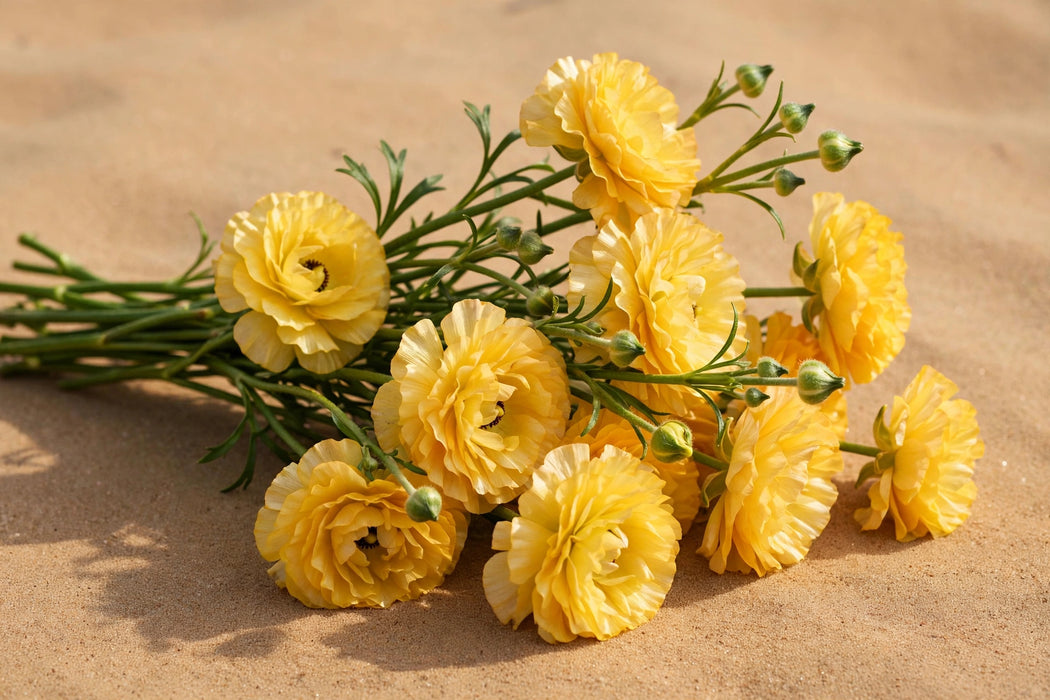 Next Day Delivery - RANUNCULUS BUTTERFLY HELIOS 40cm 10st - Yellow - 120 Stems [LIMITED]