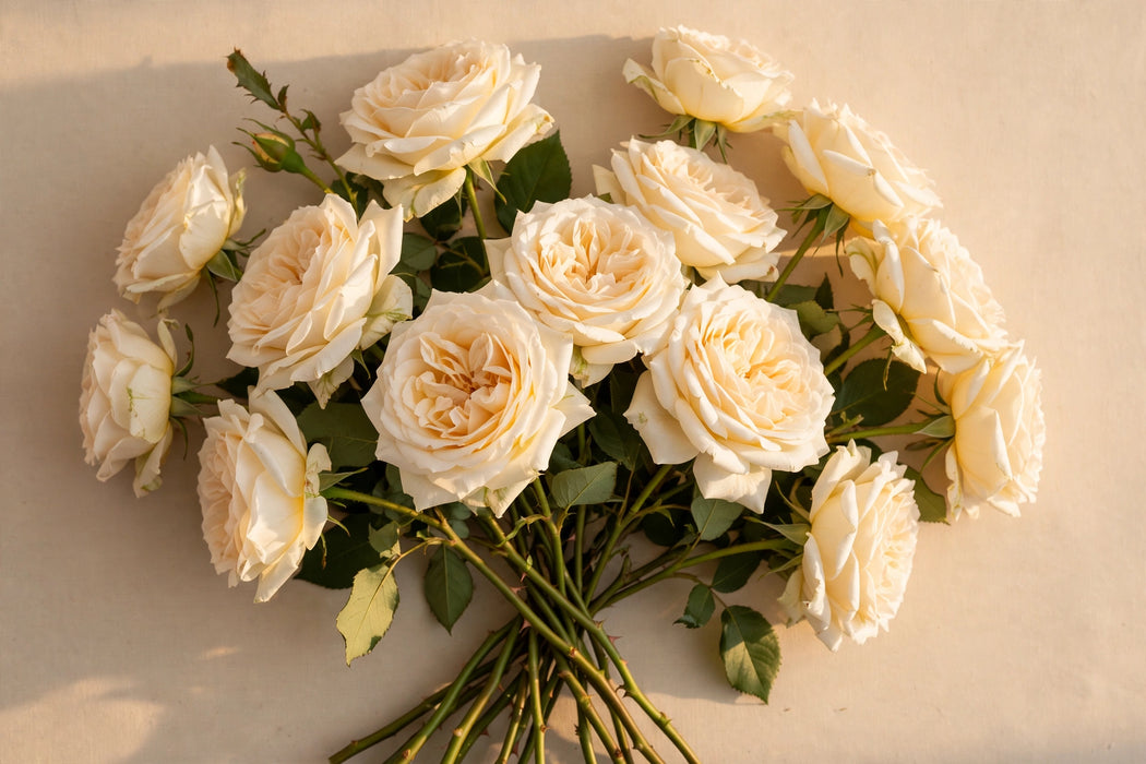 Next Day Delivery - ROSE CANDLELIGHT 50cm 5cm 25st - Cream - 100 Stems [LIMITED]