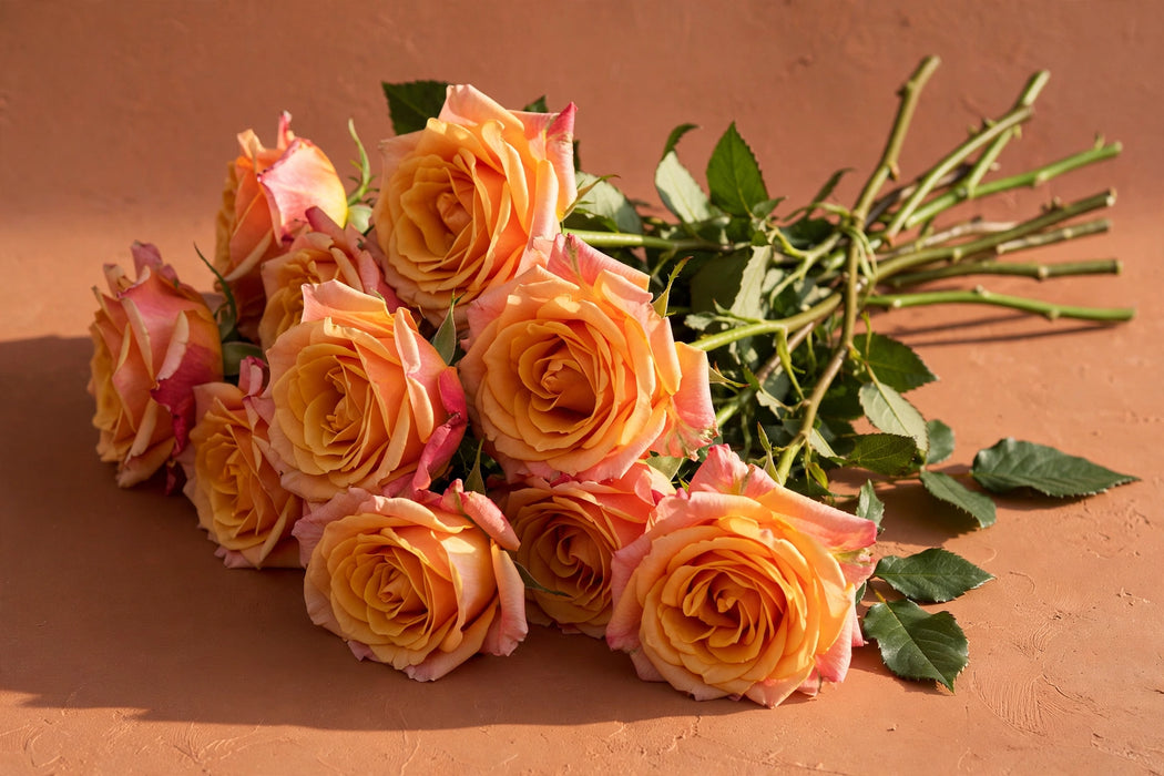 Next Day Delivery - ROSE CHERRY BRANDY 50cm 5cm 25st - Bicolor Orange/Peach - 100 Stems [LIMITED]