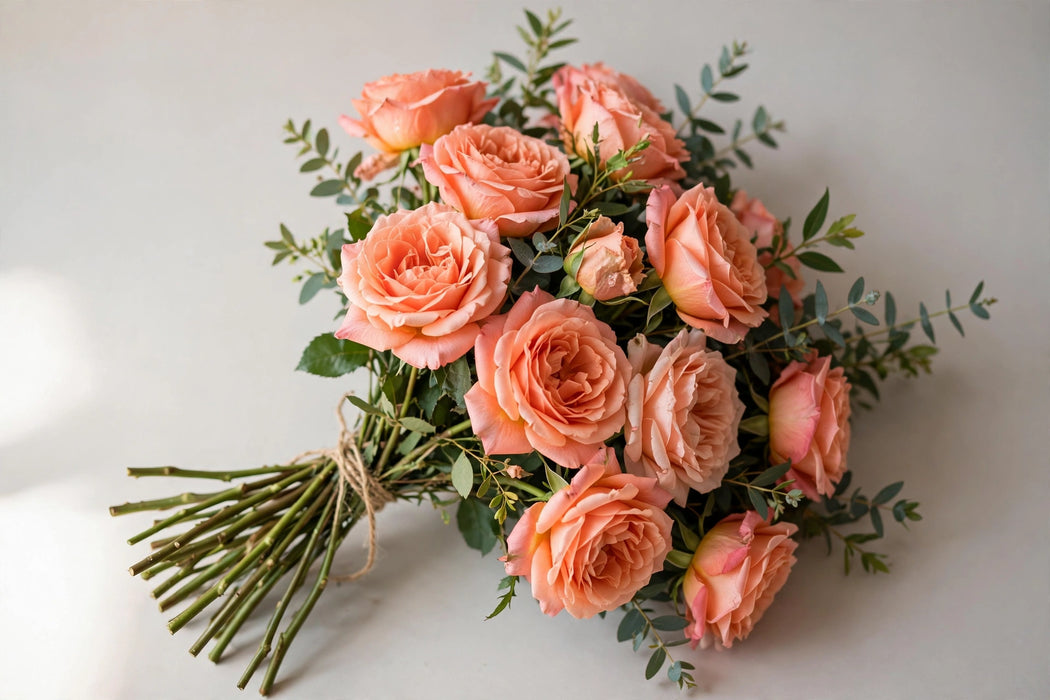 Next Day Delivery - ROSE CORAL REEF 50cm 6cm 25st - Peach - 100 Stems [LIMITED]