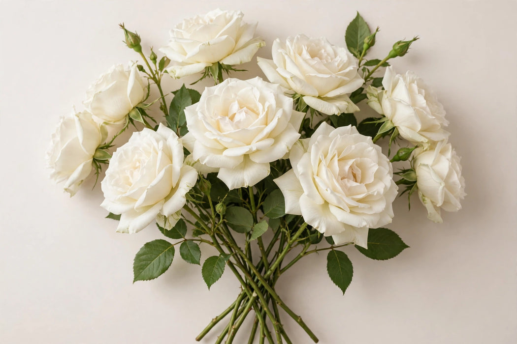 Next Day Delivery - ROSE MONDIAL 60cm 7cm 25st - White - 100 Stems [LIMITED]