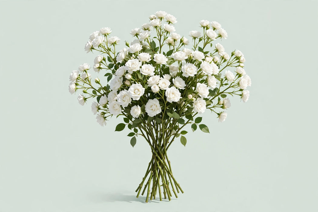 Next Day Delivery - ROSE SPRAY WHITE MAJOLIKA 50cm 10st - White - 120 Stems [LIMITED]