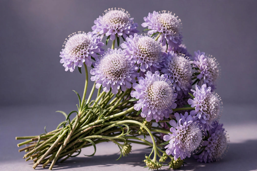 Next Day Delivery - SCABIOSA FOCAL BON BON SCOOP UBE 60cm 10st - Light Lavender - 120 Stems [LIMITED]