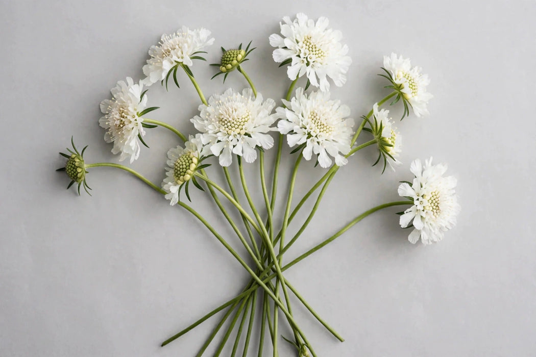 Next Day Delivery - SCABIOSA FOCAL WHITE 50cm 10st X120 - White - 120 Stems [LIMITED]