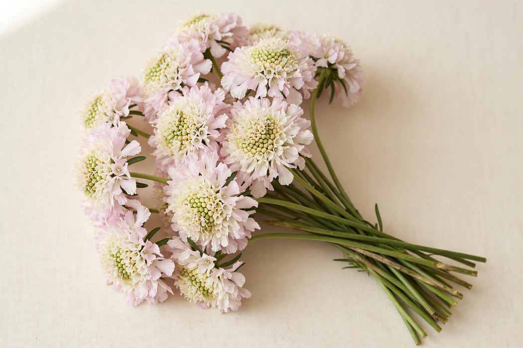 Next Day Delivery - SCABIOSA FRENCH VANILLA BON BON SCOOP 50cm 10st X120 - Light Pink - 120 Stems [LIMITED]